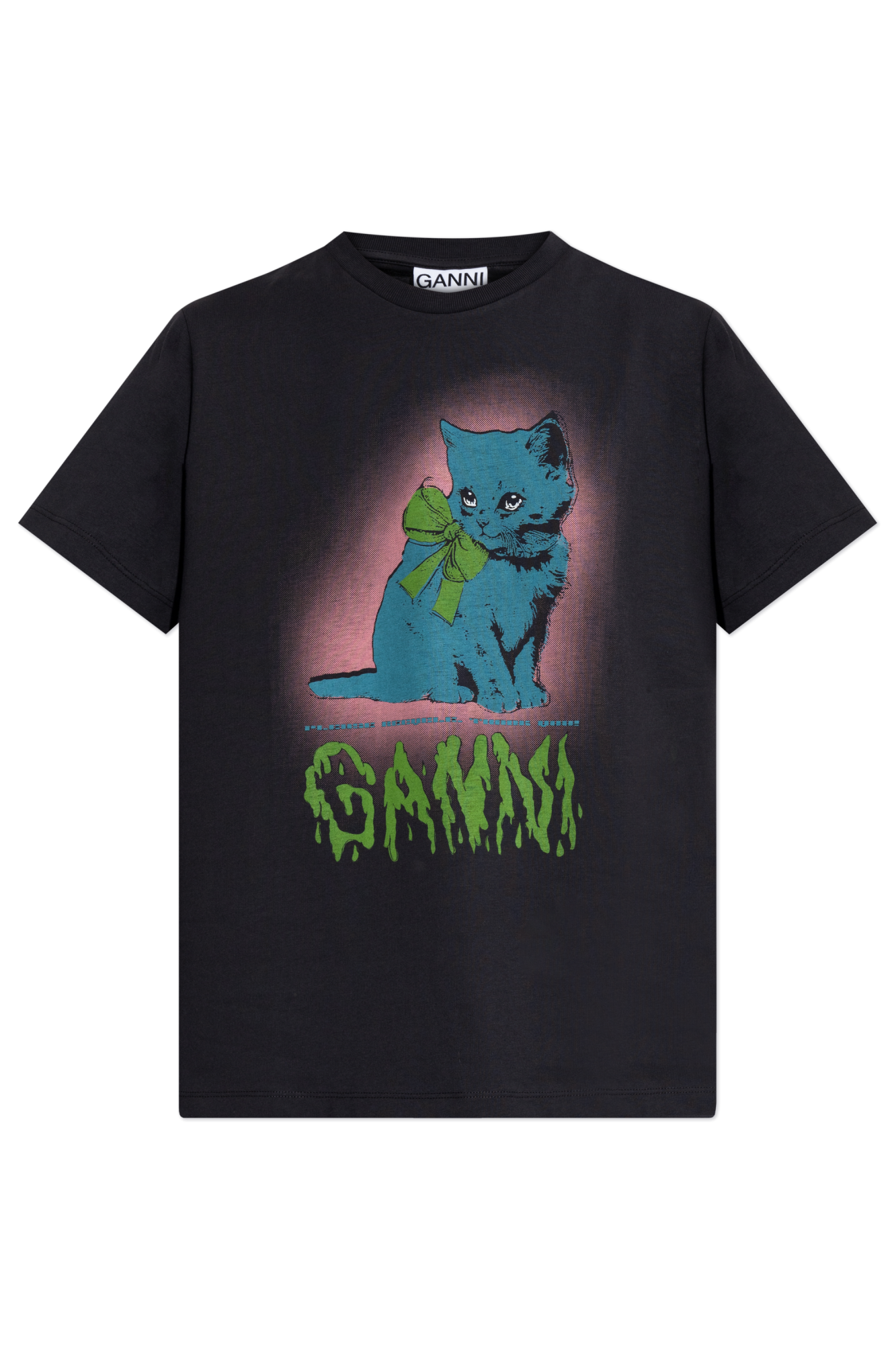Grey T-shirt with colourful print Ganni - Vitkac GB